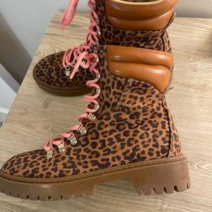 Leopard Lace Up Boots